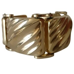 🇨🇦 Vintage sculptured massive chunky gold metal bracelet